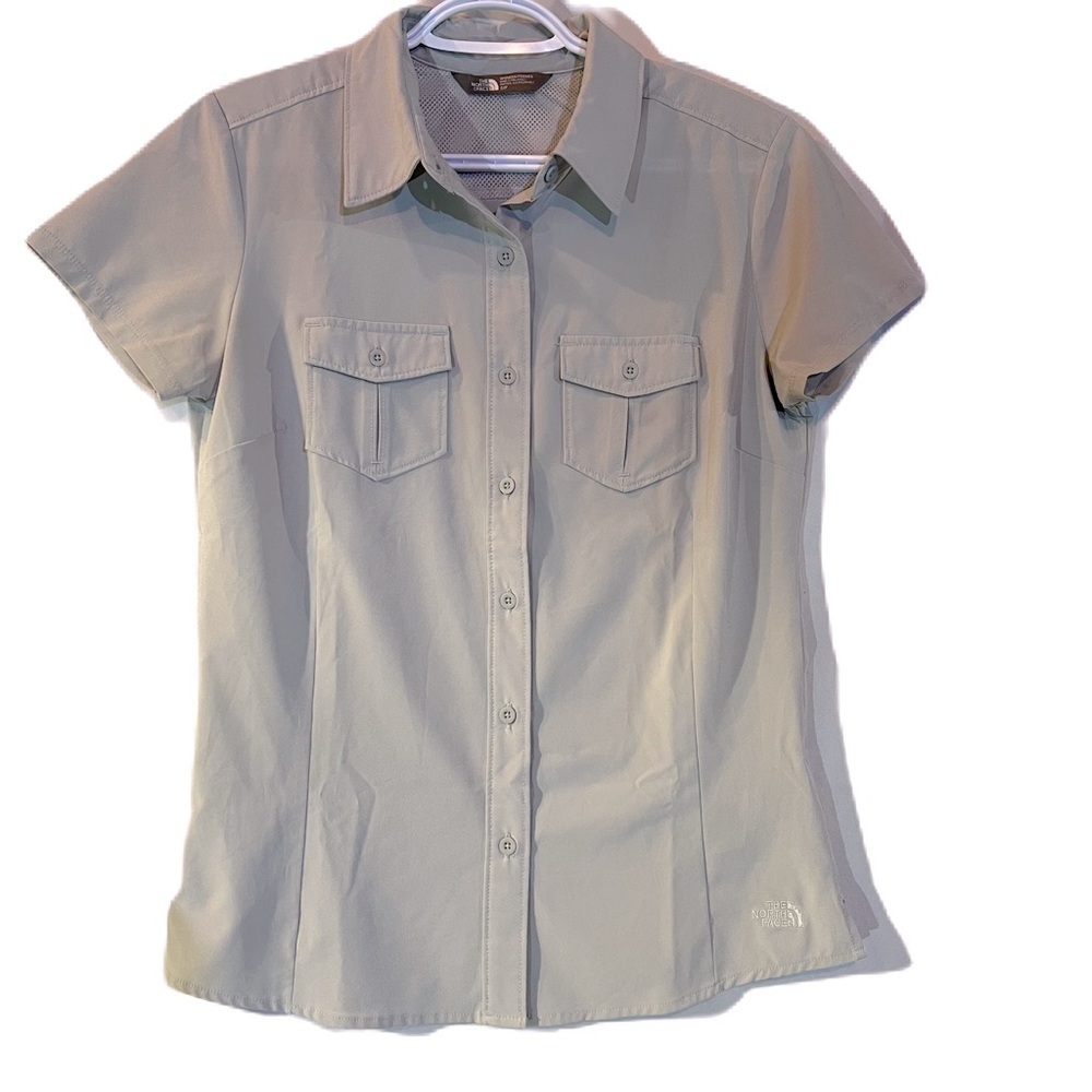 The North Face Hiking Grey Short Sleeve Button Down Shirt, Size Small, #419